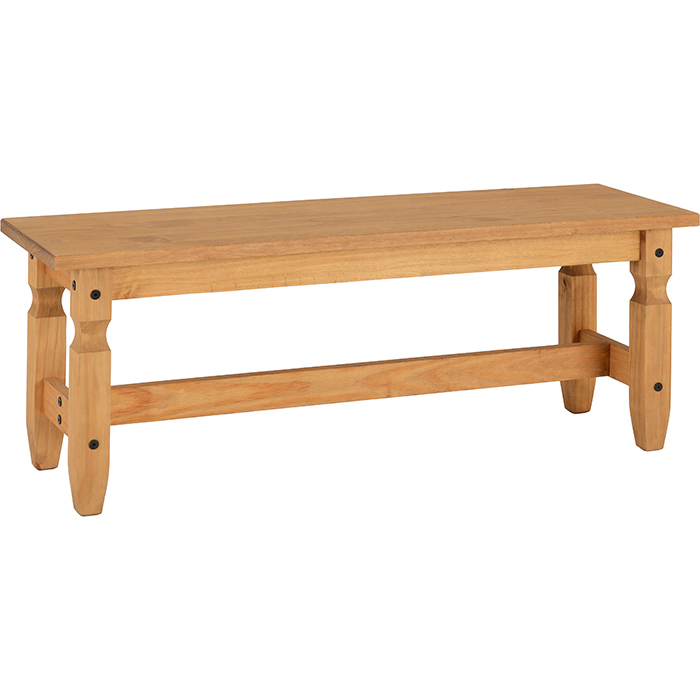 Corona 4' Dining Bench In Distressed Waxed Pine - Click Image to Close